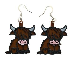 Adorable Brown Highland Cow Earrings